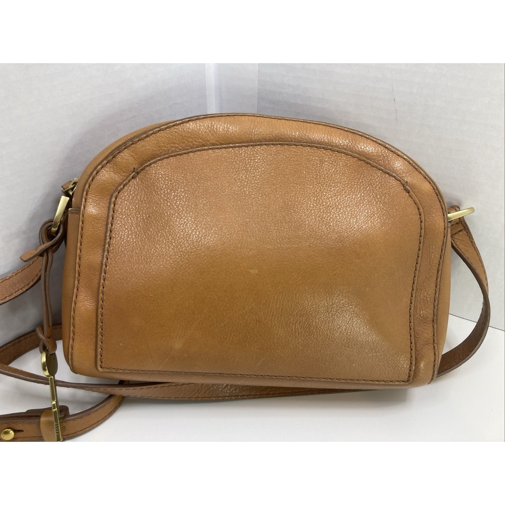 Vintage Tan‎ Brown Fossil Crossbody with Gold Key Purse Handbag 7 inch - Picture 5 of 11